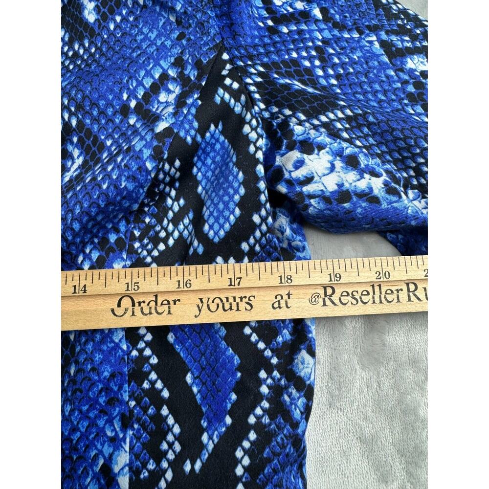 MICHAEL Michael Kors Blazer Womens 6 Black Blue Reptile Animal Print 3/4 Sleeve - Picture 8 of 10